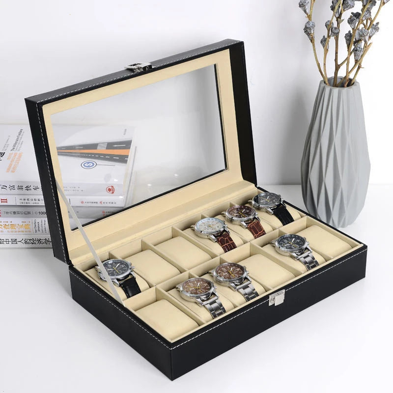 Luxury Leather Watch Box – Elegant Display Case with Multiple Slots