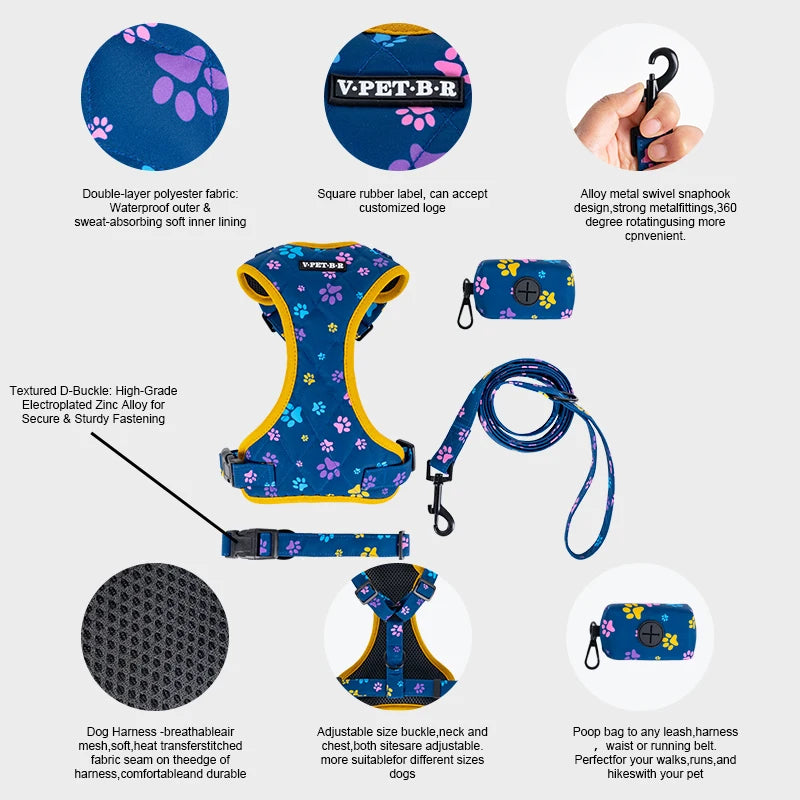 Luxury Reversible Pet Harness – Designer Adjustable Sublimation Fashion Gear